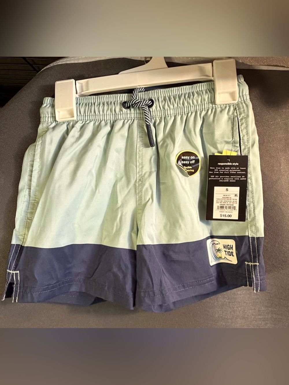 Boys Two-Tone Mint & Navy Swim Shorts Size Small